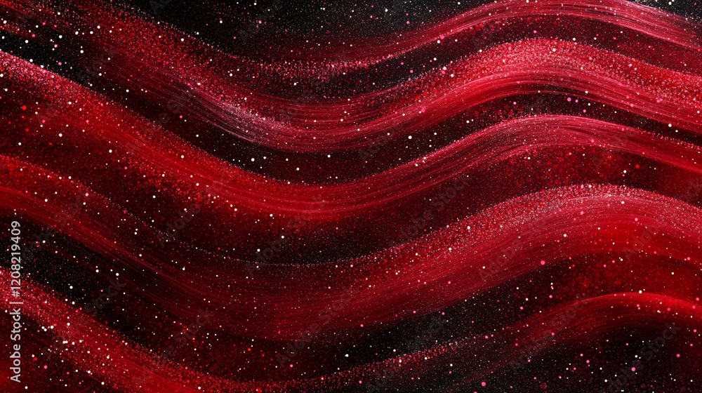 Poster a dynamic abstract wave pattern in shades of red and black, creating a sense of movement and depth.