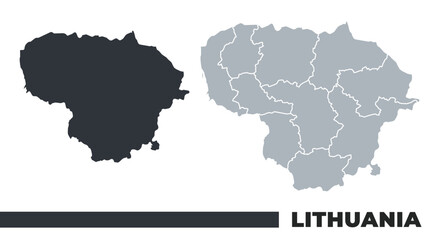 Lithuania flat and border outline vector maps