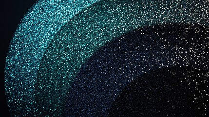 Three layers of shimmering glitter in shades of teal and black, creating a vibrant, textured visual effect.
