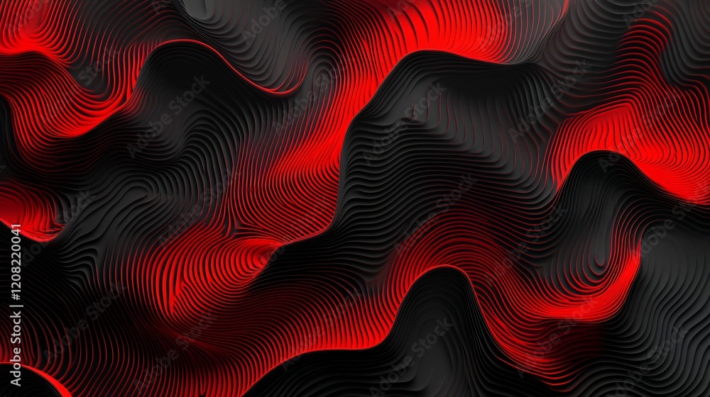 Poster abstract waves of black and red create a dynamic and vibrant texture.