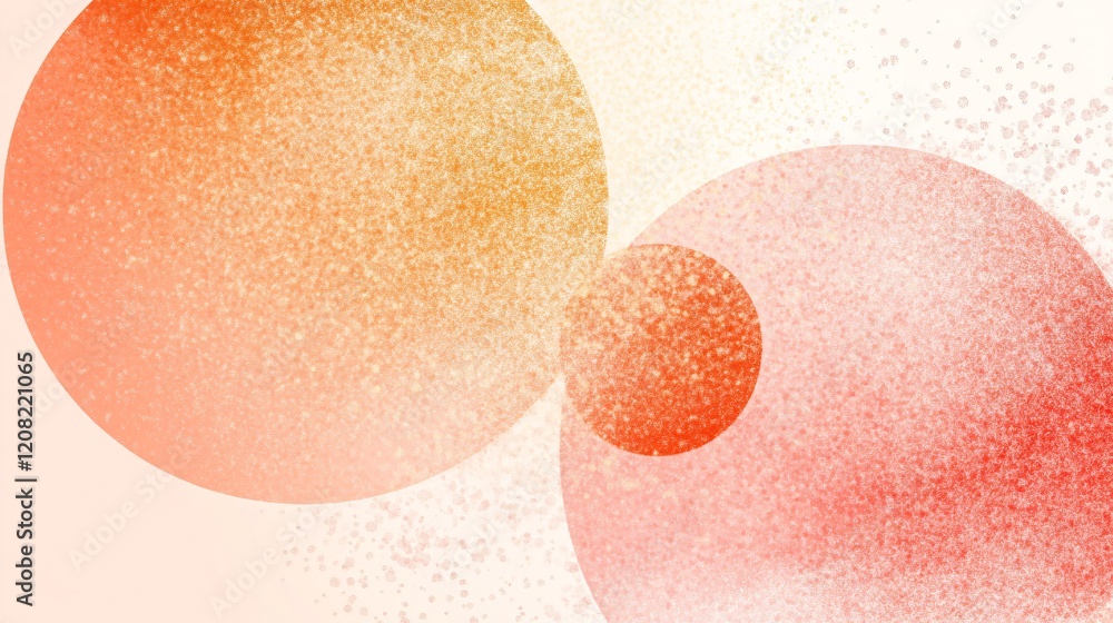 Poster abstract composition featuring large circular shapes in warm tones of gold and red.
