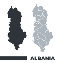 Albania flat and border outline vector maps