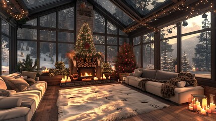 Living room with Christmas tree 