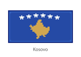 Vector illustration of the Kosovo flag in pixel art or mosaic style on white background. Collection of flags of the countries of the world.