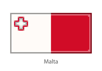 Vector illustration of the Malta flag in pixel art or mosaic style on white background. Collection of flags of the countries of the world.Malta