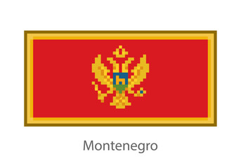 Vector illustration of the Montenegro flag in pixel art or mosaic style on white background. Collection of flags of the countries of the world.