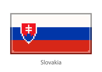 Vector illustration of the Slovakia flag in pixel art or mosaic style on white background. Collection of flags of the countries of the world.