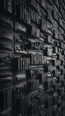 Fototapeta premium Close-up view of black brick wall textured background