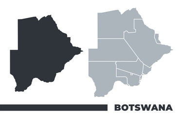 Fototapeta premium Botswana flat and border outline vector maps