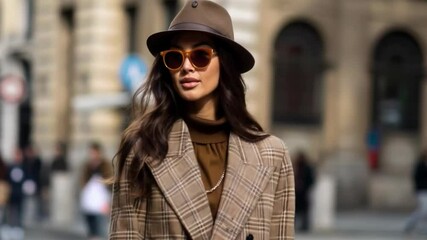 Fashionable woman in the city: This video is suitable for advertising fashionable clothes, accessories and cosmetics. It can also be used in fashion and lifestyle blogs.
