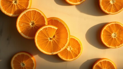 Sunlit Orange Slices: A Vibrant, Minimalist Still Life