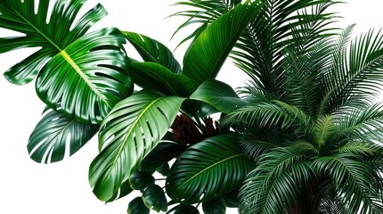 Fototapeta premium Lush Tropical Leaves: A Vibrant, Detailed Botanical Illustration