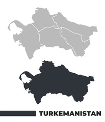 Turkmenistan flat and border outline vector maps