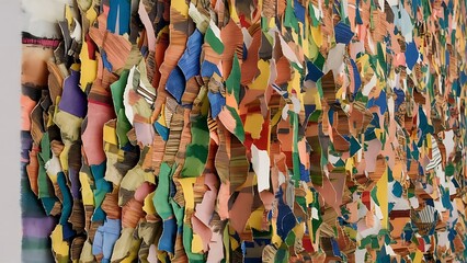 Obraz premium Close up view of texture made of ripped colorful paper pieces