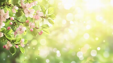 Fototapeta premium Elegant Pink Cherry Tree Blossoms in Springtime with Soft Light