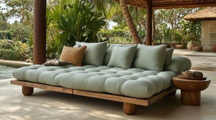 Serene Outdoor Daybed in Tropical Paradise