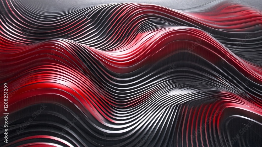 Poster abstract waves of red and black create a dynamic and modern textured background.