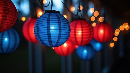 Fototapeta premium Enchanting Evening: Illuminated Paper Lanterns