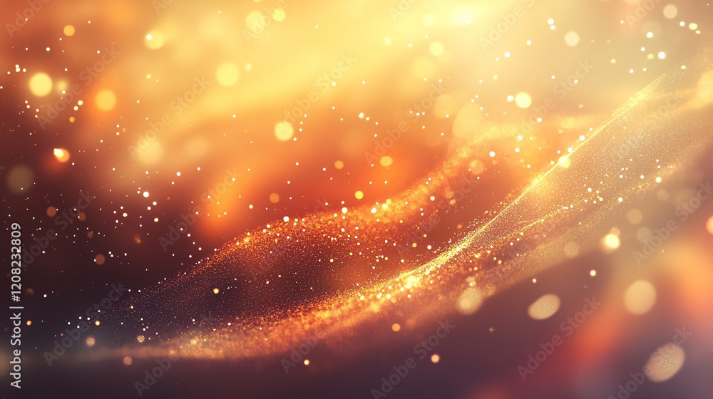 Poster a shimmering abstract background with golden sparkles and warm hues, creating a magical and dreamy a