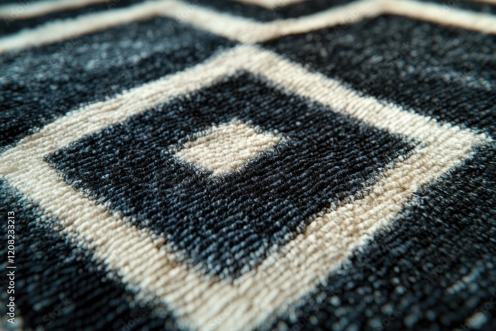 Aufkleber close-up of textured fabric with intersecting beige and dark gray squares.