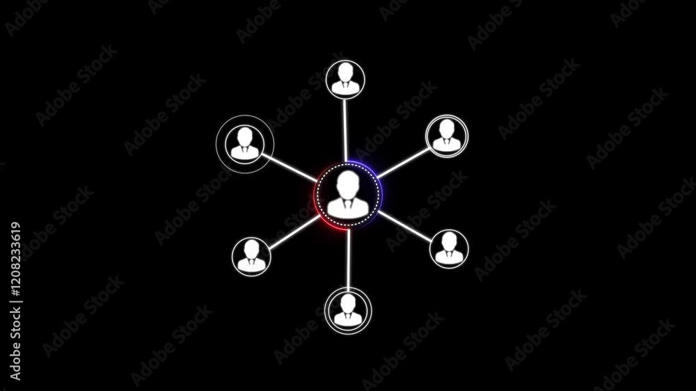 Poster connected networking icon on black background, people with on the internet, social networking connec
