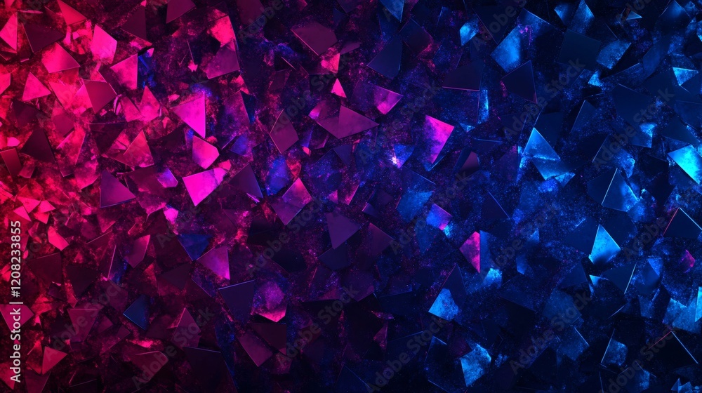 Poster a vibrant abstract background featuring dynamic shards in shades of pink and blue, creating a modern