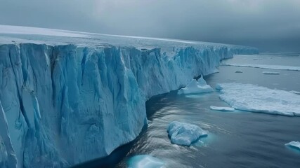 Spectacular footage of a glacier melting, ideal for nature documentaries and environmental projects.
