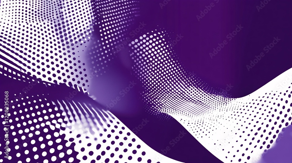 Aufkleber a dynamic abstract composition featuring flowing purple and white dotted patterns.