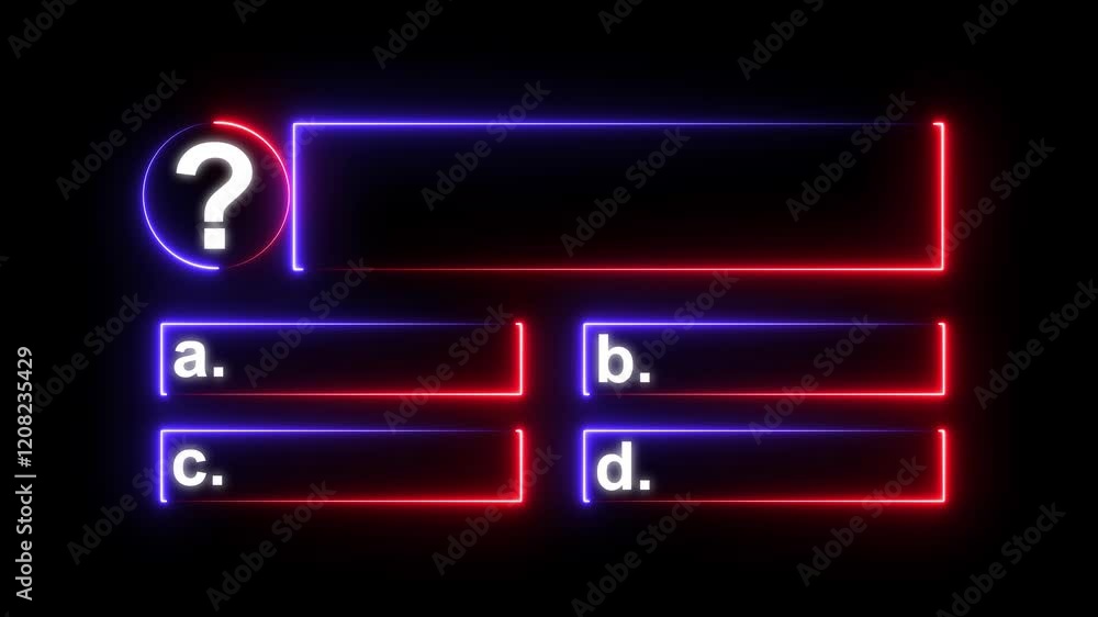 Poster quiz question animation with option selection on black background.