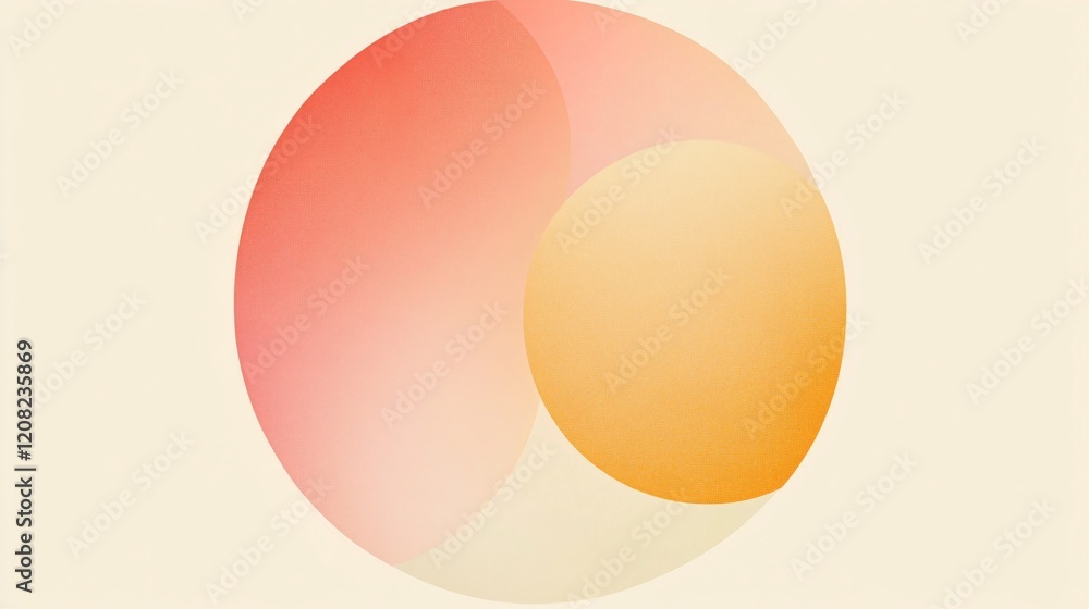 Poster abstract circular shapes in soft tones of pink and orange, creating a soothing and harmonious visual