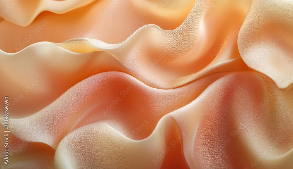 Poster fabric drapes with soft pastel colors create waves of texture and depth in an artistic composition