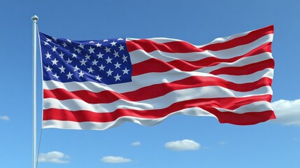 American Flag Waving Proudly Under a Clear Blue Sky