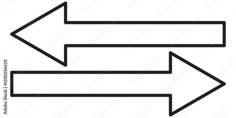 Poster long arrows icon set. vector set of trendy long arrows left and right in flat style. icons isolated.