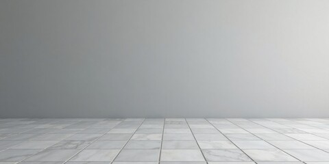 Fototapeta premium Empty Room with Neutral Gray Wall and Tiled Floor Ideal for Product Placement or Interior Design Mockups