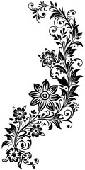 Obraz premium black and white floral background element scroll, decor tattooart, black, 
