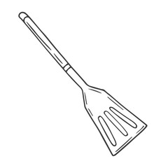 BBQ spatula doodle. Barbeque cutlery. Vector illustration hand drawn