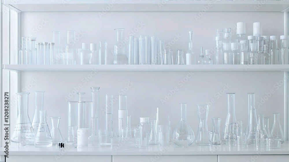 Poster clean and organized laboratory with glassware and instruments