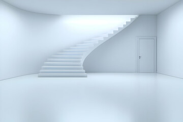 White Spiral Staircase 3D Render