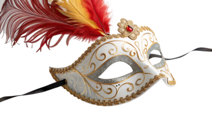 Elegant Italian Venetian Mask with Feathers