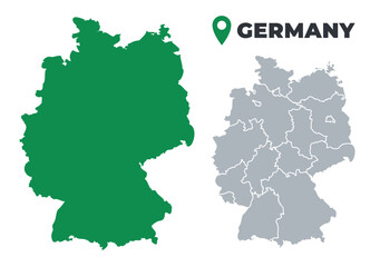 Germany map simple flat outline vector set