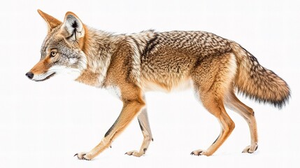 Obraz premium Lone Coyote Canis latrans Walking in a Natural Habitat Landscape