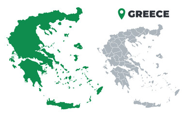 Obraz premium Greece map simple flat outline vector set