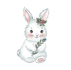 Cute Baby baby Bunny Watercolor Illustration Kids' Creative Activities