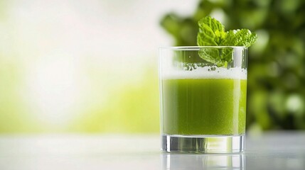 Freshly Squeezed Green Fruit Juice in Glass Isolated on White Background