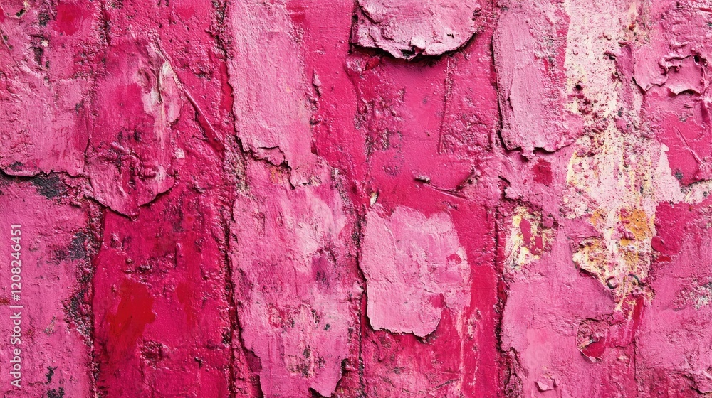 Poster textured pink grunge background with abstract layers of paint peeling and cracks creating a visually