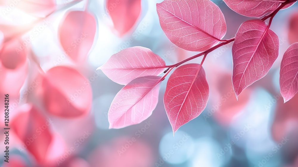 Poster soft blurred pink leaf background with circular bokeh effects for abstract design and wallpaper use