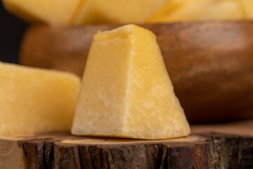 pumpkin pulp in a wooden bowl on the table