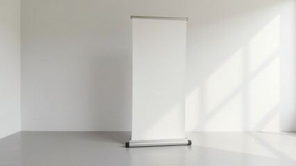 Fototapeta premium Pull-Up Banner Mockup, Art gallery with graphic pull-up banner photorealistic