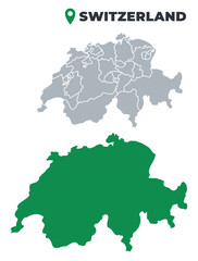 Fototapeta premium Switzerland map simple flat outline vector set