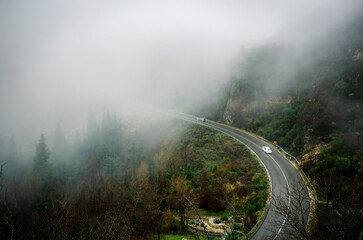Mist over the mountain road